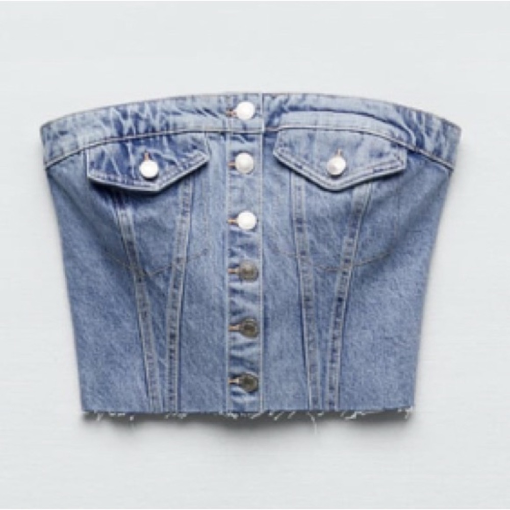 NWT ZARA Denim Bustier Top - Size S (US 2-4 / 26)